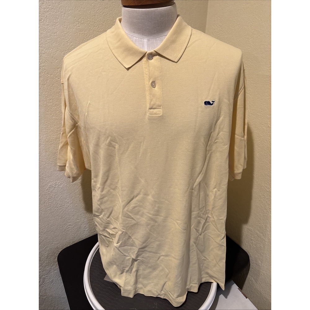 Vineyard Vines Polo Shirt Mens 100% Cotton Short Sleeve Whale Logo Yellow Sz XL